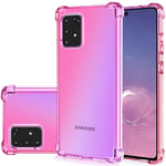 Jhxtech Galaxy S10 Lite Case (6.7 inch), Clear Cute Gradient Phone Case Slim Anti Scratch Flexible TPU Cover Shockproof Protective Case for Samsung Galaxy S10 Lite/ A91 (Pink/Purple)