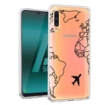 ZhuoFan for Samsung Galaxy A50 Case, Phone Case Transparent Clear with Pattern [Ultra Slim] Shockproof Soft Gel TPU Silicone Bumper Skin Back Cover For Samsung A50 6.4 inch (World Map)