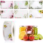 500 stycken syltmärken, rektangulära blommiga självhäftande etiketter