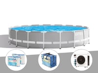 Kit piscine tubulaire Intex Prism Frame ronde 5,49 x 1,22 m + Bâche à bulles + 6 cartouches de filtration + Pompe à chaleur