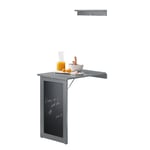 Rootz Väggmonterat hopfällbart bord med tavla - Skrivbord - Matbord - Utrymmesbesparande design - Kreativ Memoboard-yta - Enkel montering - Ljusgrå -