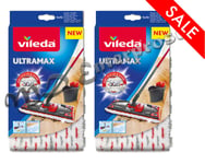 Vileda Ultramax/1-2 Spray Replacement Mop Head Microfibre Pads - Pack of 2 * NEW