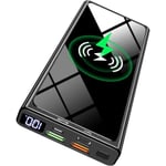 Trådlös extern batteri 22,5 W PD20W QC 3.0 med LED-skärm 10 000 mAh med bärbar snabbladdare, 2 ingångar och 4 Qi-utgångar