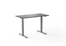 Wulff Höj och sänkbart skrivbord 120x60cm Färg på stativ: Silver - bordsskiva: Svart laminatskiva