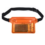 TECHVIA Waterproof Pouch Bag Case with Adjustable Waist Strap for Beach Swim Boating Kayaking Hiking- Protect Phone Camera Cash Passport Document From Water Sand Dust and Dirt (Orange)