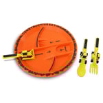 Bulldozer Grävmaskin Spade Barn Tallrikar Bestick Set Baby Rätter Hållbara 3st Barnbestick Tre Set