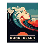 The Seaside Calls Bondi Beach Australia Sunset Woman of the Waves Sea Siren Ocean Unframed Wall Art Print Poster Home Decor Premium
