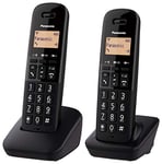 Panasonic KX-TGB612EB DECT Cordless Landline Telephone with Nuisance Call Blocker and Shock Resistant Handsets (Twin Handset Pack) – Black