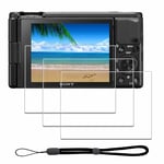 Screen Protector for Sony ZV-1 ZV1 & Hand Lanyard [3+1 Pack] ，iDaPro Tempered Glass Easy Installation