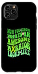 Coque pour iPhone 11 Pro Mental Health Warrior Retro Groovy Green Ribbon For Women