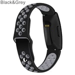 Replacement Watch Band Smart Bracelet Silicone Strap Black&grey L-230mm