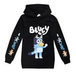 Barn Tonåring Pojkar Flickor Bingo Bluey Casual Hoodie Sweatshirt Huvtröja Black 11-12Years