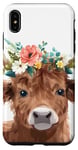 iPhone XS Max Spring, Highland Cow | Elegant Scottish Highland Cow, Floral Case