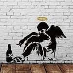 Banksy Fallen Angel XL Stencil | Paint Your Walls with Your own Authentic Banksy Art | Complete Painted Size 90x110cm