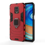 HAOYE Case for Xiaomi Redmi Note 9S, 360 degree Rotating Ring Holder Kickstand Heavy Duty Armor Shockproof Cover, Double Layer Design Silicone TPU + Hard PC Case with Magnetic Car Mount. Red