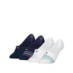 Tommy Hilfiger Women's Footie Socks, White/Navy, 35/38 (Pack of 4)