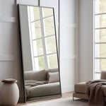 NeuType Miroir Pleine Longueur de 150 x 50 cm avec Support sur Pied, Miroir de Chambre à Coucher à Suspendre ou Poser Contre Un Mur, Noir