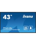 iiyama ProLite Écran plat de signalisation numérique 108 cm (42.5") LCD Wifi 500 cd/m² 4K Ultra HD Noir Intégré dans le processe