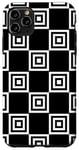 Coque pour iPhone 11 Pro Max Black-White Memphis Square Tile Fractal Chessboard Pattern