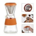 Ice Coffee Maker, Pour Over Coffee Maker Brewer Set Drip Coffee Maker Jug Set Hammer Texture Heat Resistant Glass Jug 3 Colors,400Ml,9 * 20Cm,Orange