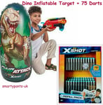 ZURU X SHOT REFILL PACK  75 DARTS   NERF COMPATIBLE + DINO INFLATABLE TARGET