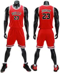 Kid Boy Mens NBA Michael Jordan #23 Chicago Bulls RETRO Basketball shorts Summer Jerseys Basketball Uniform Top&Short,Red,3XS for Kids