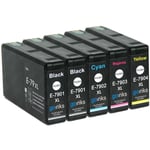 5 Ink Cartridges XL (Set+Bk) to replace Epson T7906 (79XL) non-OEM / Compatible