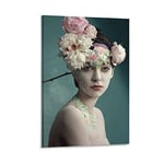 Adata Modern Art Woman Floral Headdress Poster Wall Decoration Posters & Prints Wallpaper Living Room Bedroom Decoration Wall Art 20x30inch(50x75cm) Frame-Style-1
