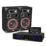 2x MAX  10" Party DJ Speakers + Amplifier + Disco Mixer System 600W