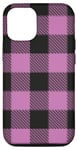 Coque pour iPhone 12/12 Pro Motif à carreaux rose et noir