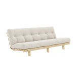 Banquette convertible futon LEAN pin coloris ivoire couchage 130x190 cm.