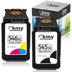 CKMY 545 546 XL Remanufactured for Canon PG-545XL CL-546XL Ink Cartridges for Canon Pixma MG2450 MG2550s MG2550 MG2950 MG3050 MG3051 TS3150 TS3151 MX495 iP2850 TR4550 Printer (1 Black, 1 Colour)