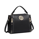 Miss Lulu Women Handbags Pu Leather Casual Travel Ladies Top Handle Crossbody Shoulder Messenger Bag Small Tote Light Golden Hardware (Black)