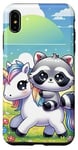 Coque pour iPhone XS Max Kawaii Raccoon on Unicorn Daydream