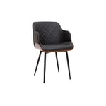 Miliboo Chaise Design Noir, Bois foncé et métal Lucien