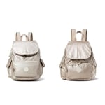 Kipling Women's City Backpack Handbag, Silver Metallic Glow, One Size UK Women's City Pack Mini, Silver (Metallic Glow), 27x29x14 Centimeters B x H T UK