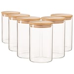 Scandi Glass Storage Jars with Wooden Lids 1 Litre Pack of 6