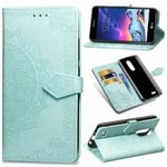 Kihying Leather Phone Case for LG K8 2017 / LG LV3 Case Cover Flip Wallet Stand and Card Slots (Green - SD11)