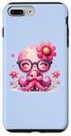 iPhone 7 Plus/8 Plus Blue Background, Cute Blue Octopus Daisy Flower Sunglasses Case