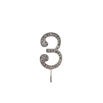 Cake Star Diamante Silver Cake Number, Sparkling Numbers 0-9 on Strong Metal Wire, Baking Decorations for Celebrating a Birthday or Anniversary, Better than Candles, Give Cakes a Personal Touch - Clear 3