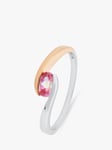 L & T Heirlooms Second Hand 9ct White & Rose Gold Tourmaline Ring, Silver/Rose Gold