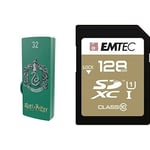 Pack Support de Stockage Rapide et Performant : Clé USB - 2.0 - Série Licence - Harry Potter Slytherin - 32 Go + Carte SD - Gamme Elite Gold - Classe 10-128 GB