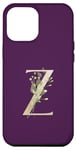 Coque pour iPhone 13 Pro Max Couleur prune élégante aquarelle verdure et lettre Z dorée
