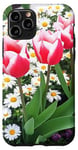 Coque pour iPhone 11 Pro Kelly Triumph Tulipes Marguerites Formes Mania Rouge et Blanc