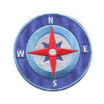 Compass North East South West Brave Coast - Iron on Patches Adhesive Emblem Stickers Appliques, Size: 2.4 x 2.4 inches