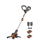 WORX WG163E 18V (20V MAX) Cordless Grass Trimmer With Command Feed And 2 Batteries Strimmer Line Strimmers Edge Cutter Black