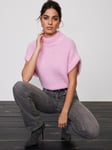 Mint Velvet Wool Blend High Neck Knitted Top, Pink