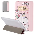 UGOcase for All-New Kindle Fire 7 Tablet Case (9th/7th Generation, 2019/2017 Release), Slim PU Leather Trifold Stand Auto Sleep Wake Translucent Backshell for Amazon Fire 7 2019 2017 - Cute Unicorn