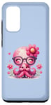 Galaxy S20 Blue Background, Cute Blue Octopus Daisy Flower Sunglasses Case