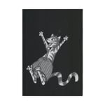Ekelund Linneväveri Pettson & Findus kjokkenhåndkle svart-hvit 35x50 cm Hopper